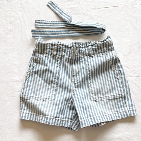 a.n.a Pants - Ana A New Approach Womens Size 4 Blue & White Striped High-Waisted Shorts With B